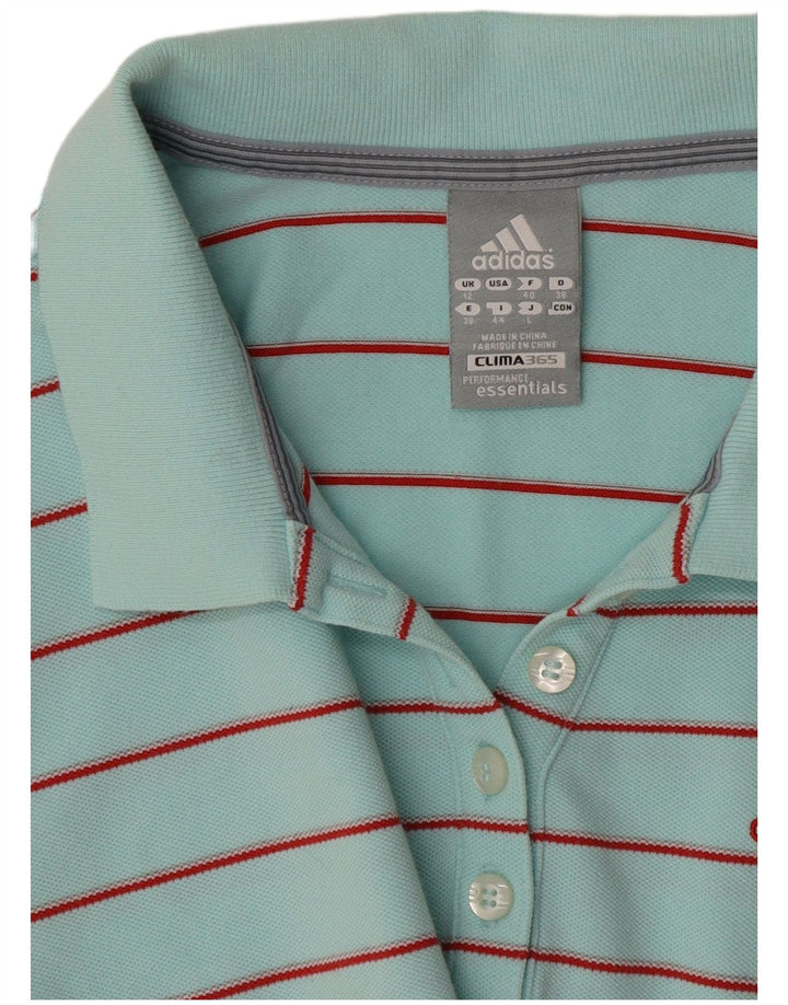 Adidas Womens Polo Shirt  UK 12 Medium Green Striped