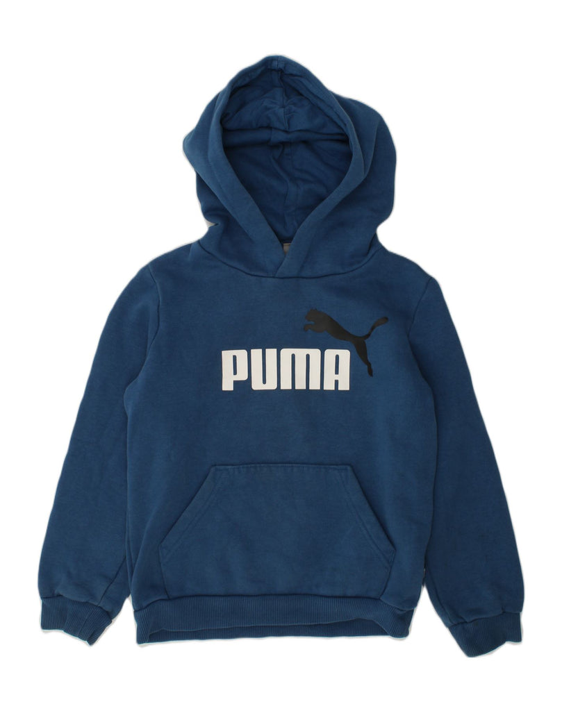 PUMA Boys Graphic Hoodie Jumper 7-8 Years Blue Cotton | Vintage Puma | Thrift | Second-Hand Puma | Used Clothing | Messina Hembry 