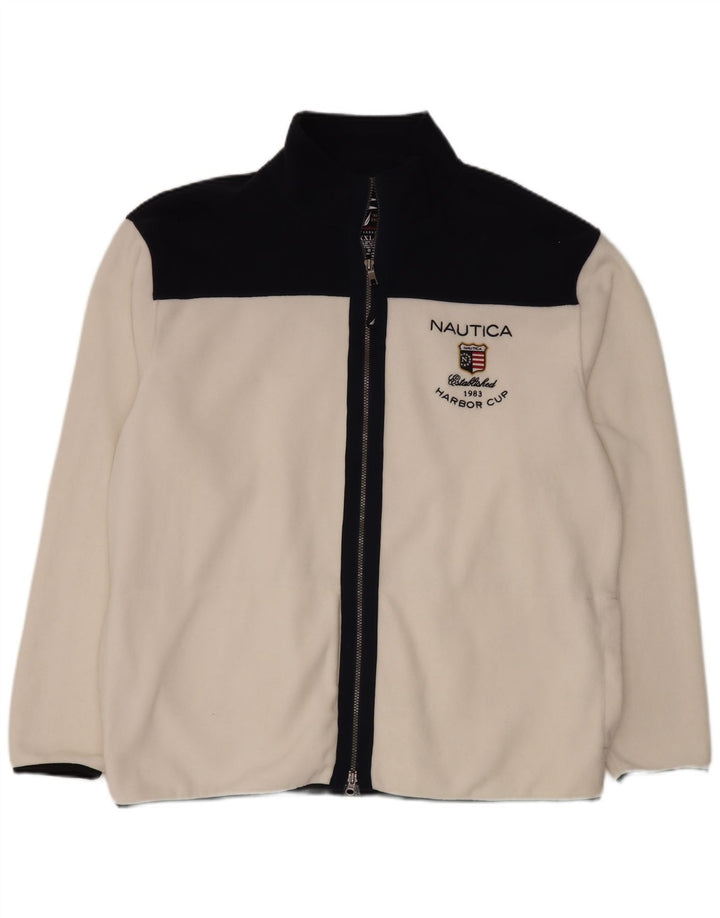 Nautica Mens Fleece Jacket UK 44 2XL White Colourblock Polyester