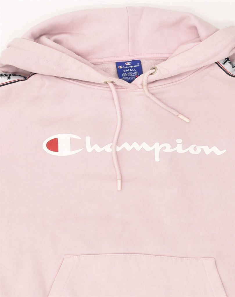 CHAMPION Womens Graphic Hoodie Jumper UK 10 Small Pink Cotton | Vintage Champion | Thrift | Second-Hand Champion | Used Clothing | Messina Hembry 