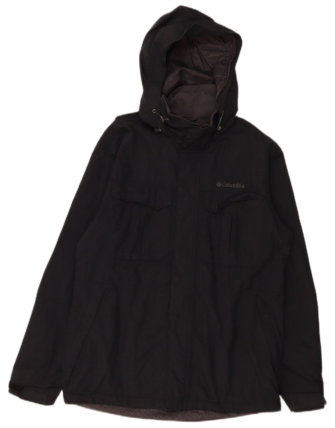 Columbia Mens Hooded Windbreaker Jacket UK 38 Medium Black Nylon