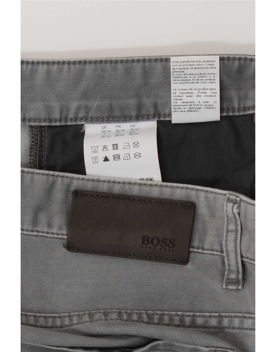 Hugo Boss Mens Straight Jeans W36 L34 Grey Cotton