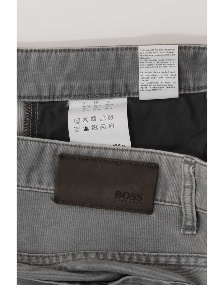 Hugo Boss Mens Straight Jeans W36 L34 Grey Cotton