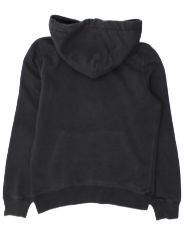 Jack Wills Womens Graphic Hoodie Jumper UK 8 Small Black Cotton
