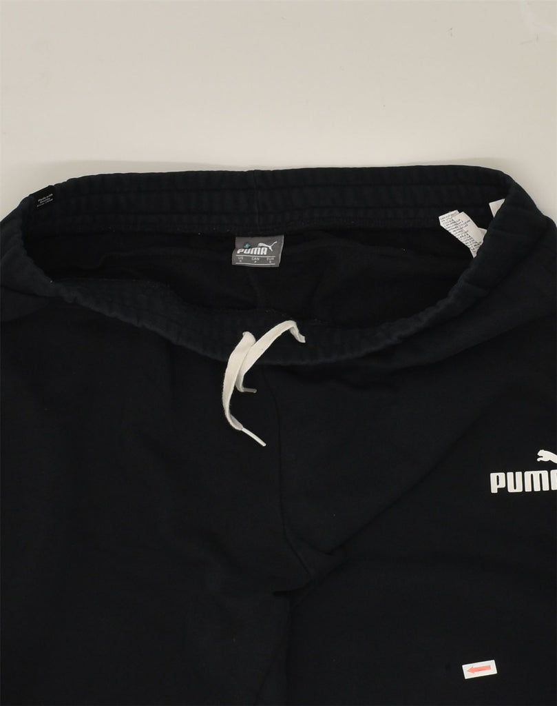 PUMA Mens Graphic Tracksuit Trousers Joggers Small Black Cotton | Vintage Puma | Thrift | Second-Hand Puma | Used Clothing | Messina Hembry 