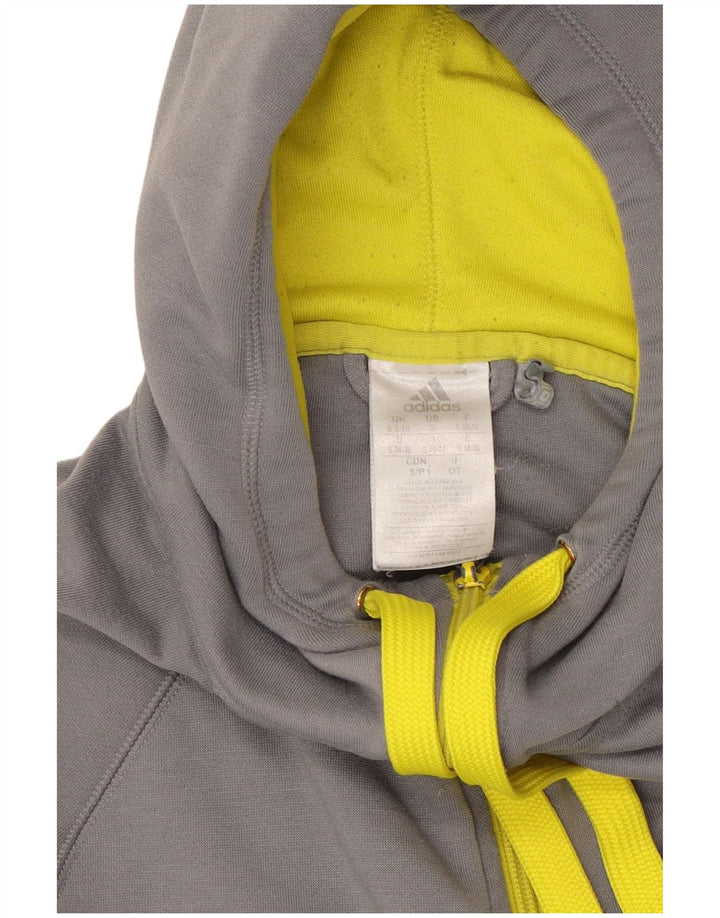 ADIDAS Womens Climalite Zip Hoodie Sweater UK 8/10 Small Grey Polyester