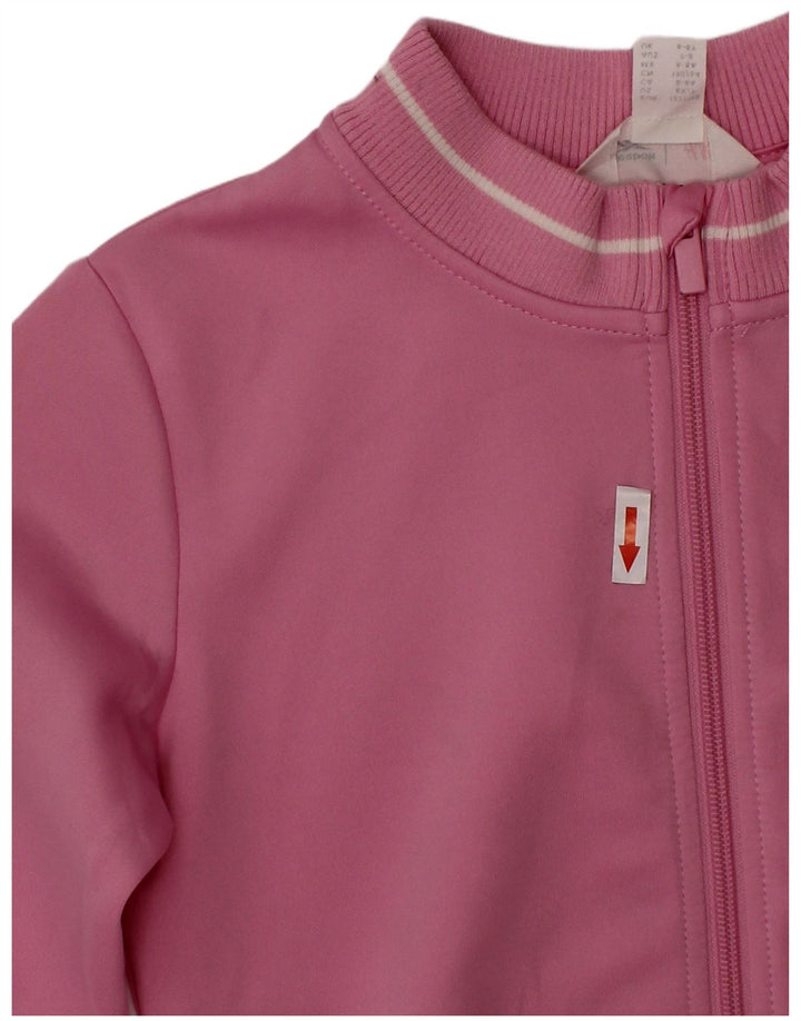 Reebok Girls Graphic Tracksuit Top Jacket 6-7 Years Pink Polyester
