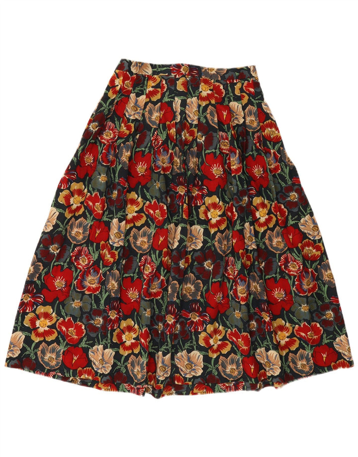 Jaeger Womens Flared Skirt UK 14 Medium W28 Multicoloured Floral Wool