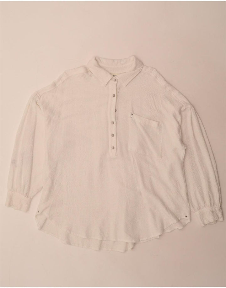 BKE Womens Pullover Oversized Shirt Blouse UK 16 Large White Rayon