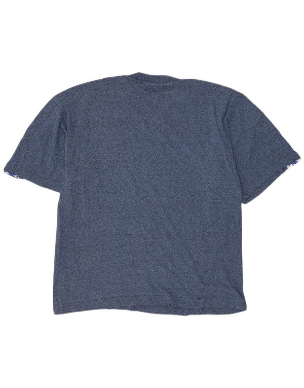 Asics Mens Graphic T-Shirt Top UK 41 Medium Blue Flecked Cotton