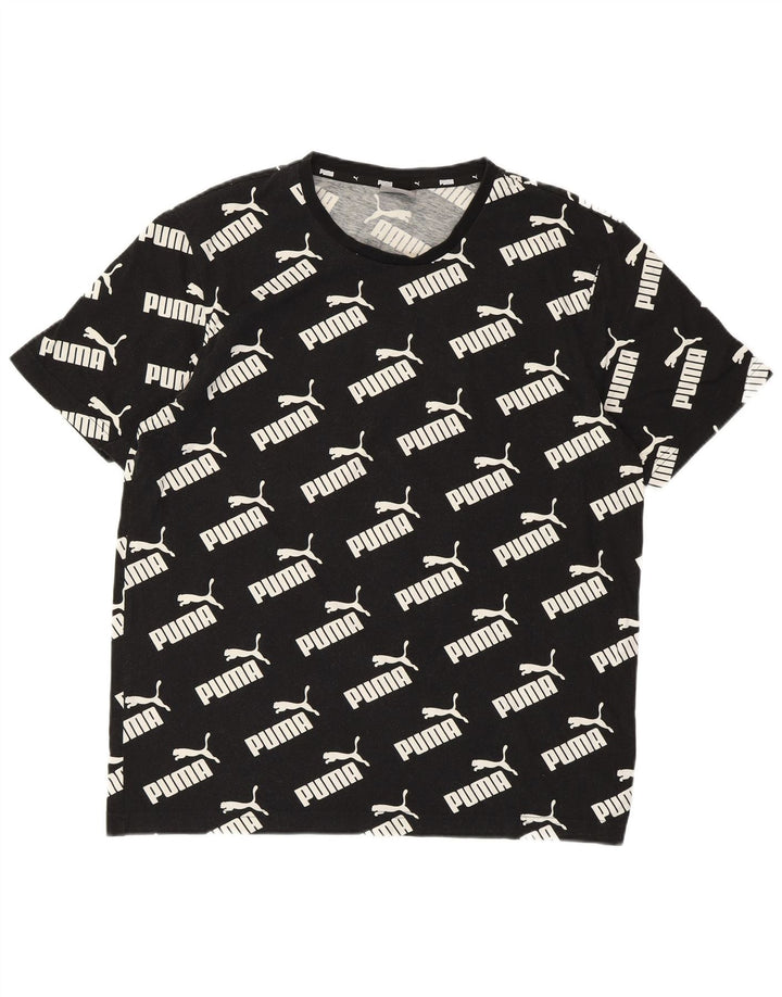 PUMA Mens Graphic T-Shirt Top Medium Black Cotton