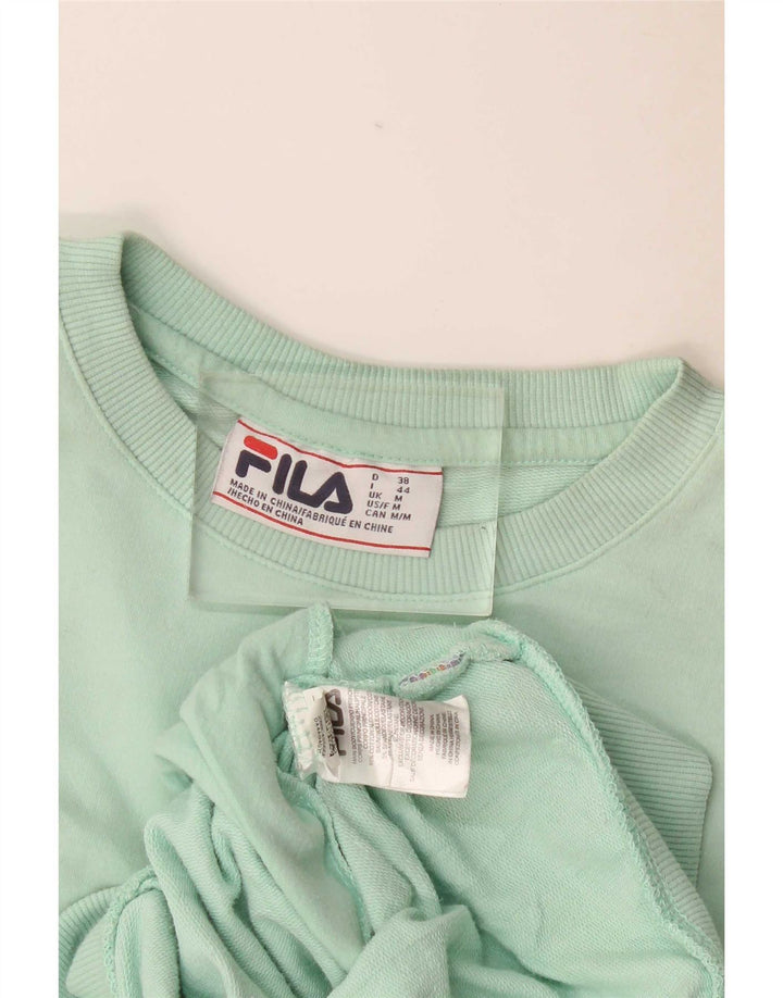 Fila Womens Sweatshirt Jumper UK 14 Medium Turquoise Cotton
