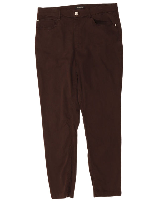 Massimo Dutti Womens Slim Casual Trousers EU 44 XL W34 L27 Brown Cotton
