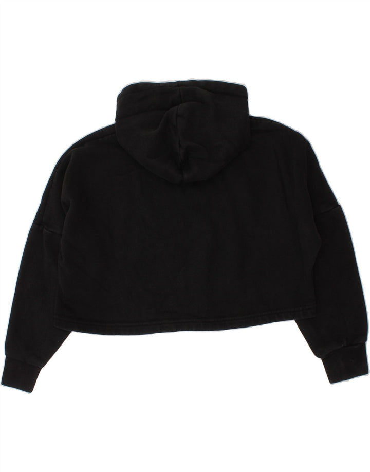 PUMA Girls Oversized Crop Graphic Hoodie Jumper 9-10 Years Black Cotton Vintage Puma and Second-Hand Puma from Messina Hembry 