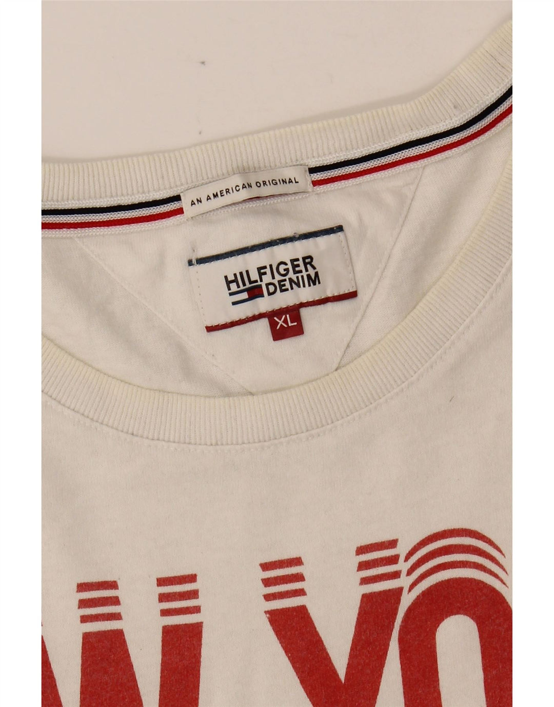 TOMMY HILFIGER Mens Graphic T-Shirt Top XL White