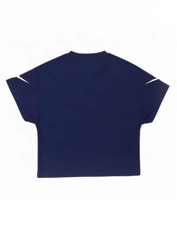 Nike Girls Crop Graphic T-Shirt Top 12-13 Years Large Navy Blue Polyester