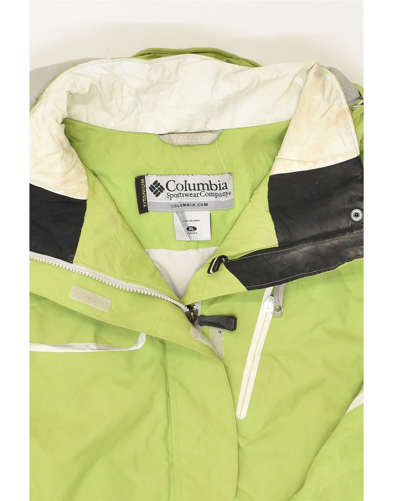 COLUMBIA Womens Titanium Hooded Windbreaker Jacket UK 18 XL Green Nylon | Vintage Columbia | Thrift | Second-Hand Columbia | Used Clothing | Messina Hembry 