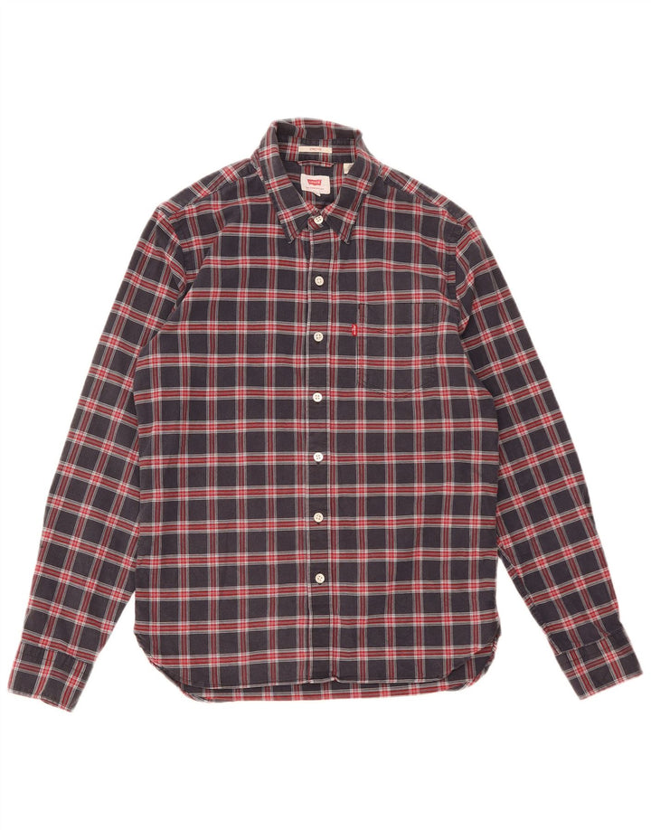 Levi's Mens Shirt Small Navy Blue Check Cotton