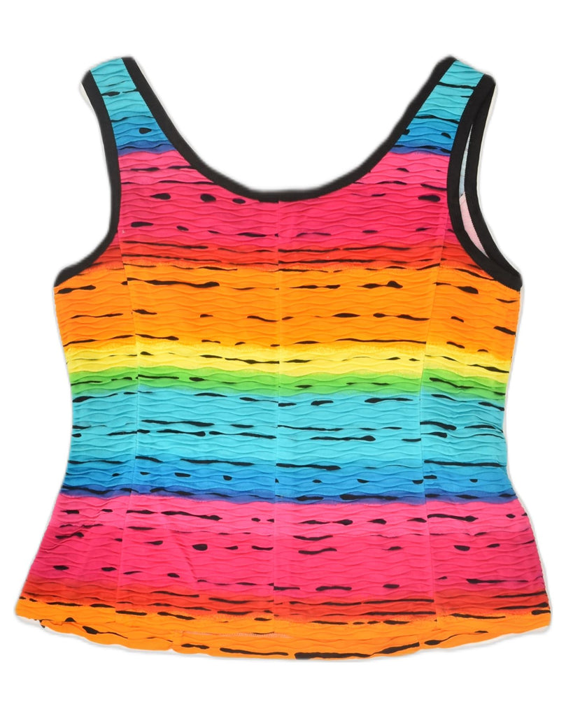 LIOLA Womens Vest Top UK 12 Medium Multicoloured Striped Polyester | Vintage Liola | Thrift | Second-Hand Liola | Used Clothing | Messina Hembry 