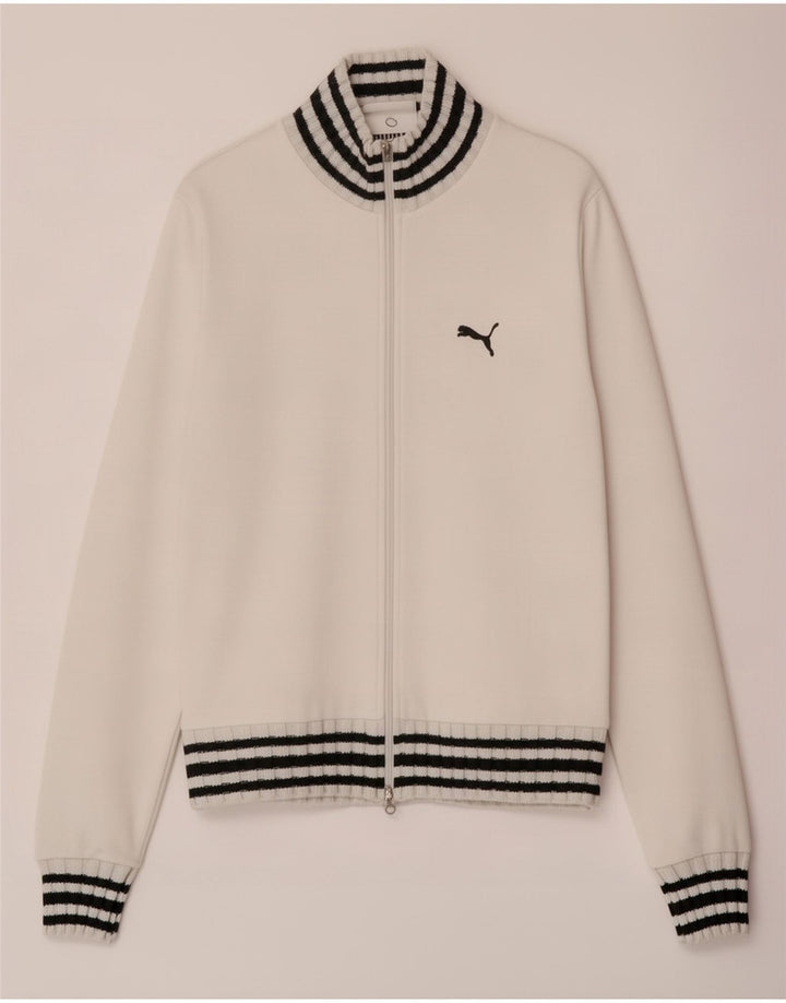 Puma Womens Tracksuit Top Jacket UK 14 Medium White Striped
