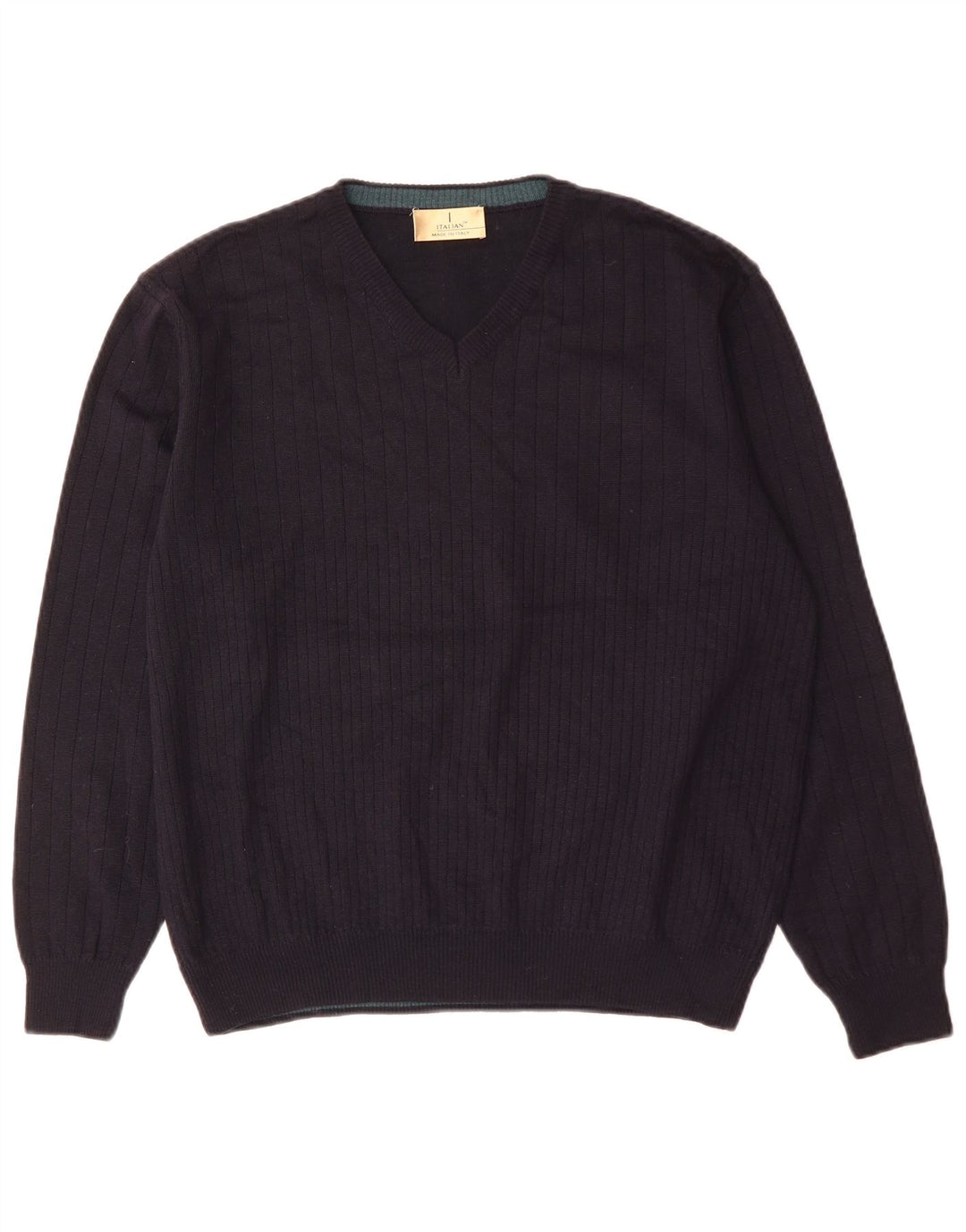 Marks & Spencer Mens V-Neck Jumper Sweater Large Navy Blue Acrylic