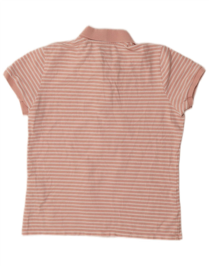 Levi's Womens Polo Shirt UK 12 Medium Pink Striped Cotton
