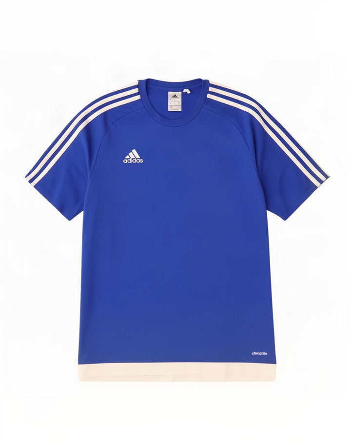 Adidas Mens Climalite T-Shirt Top Medium Blue Colourblock Polyester