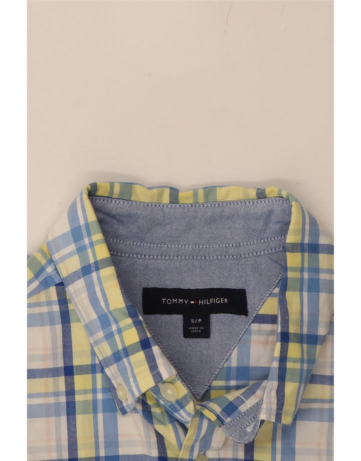 TOMMY HILFIGER Mens Shirt Small Blue Check Cotton Vintage Tommy Hilfiger and Second-Hand Tommy Hilfiger from Messina Hembry 