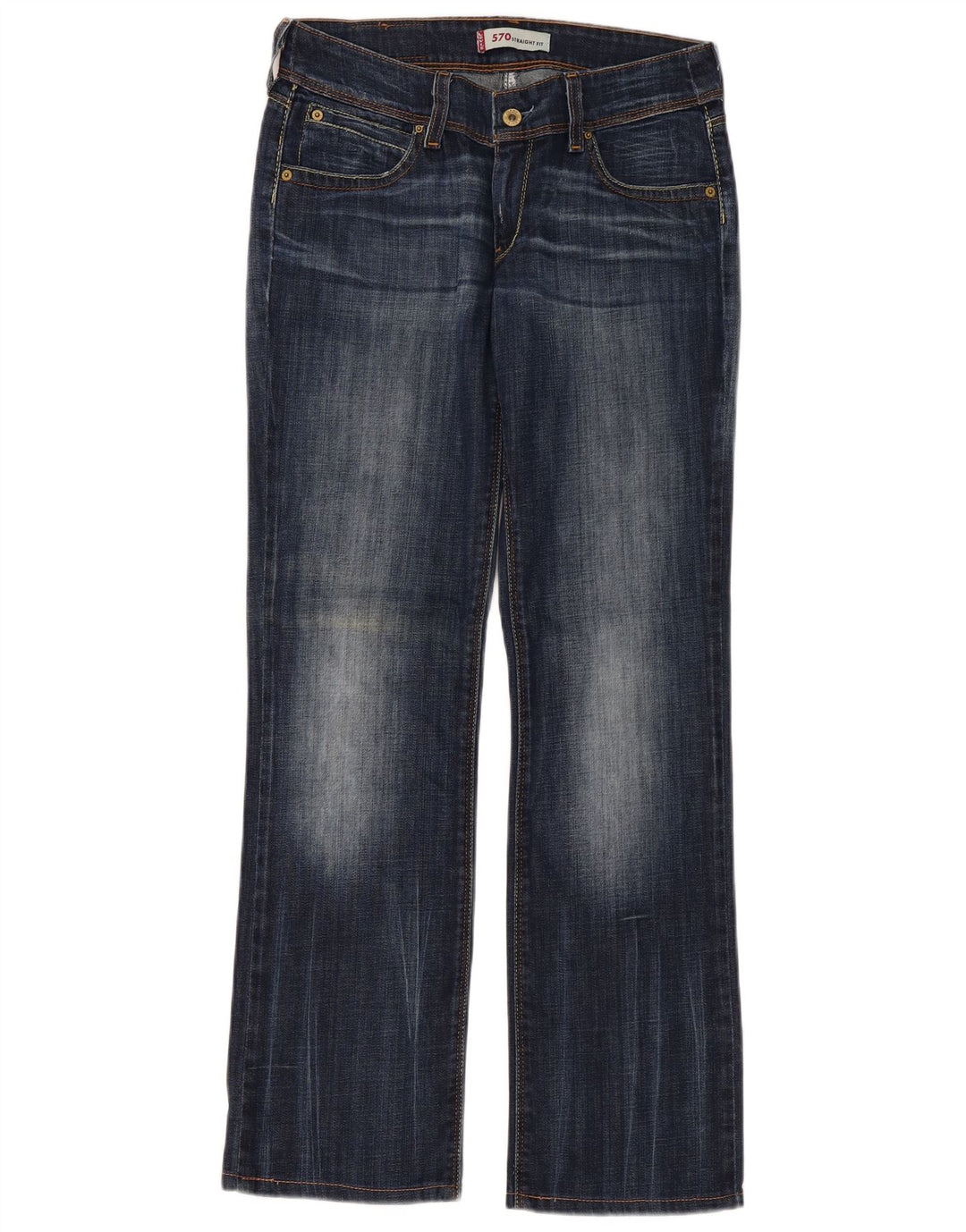 Levi's Womens 570 Straight Jeans W31 L31 Navy Blue Cotton
