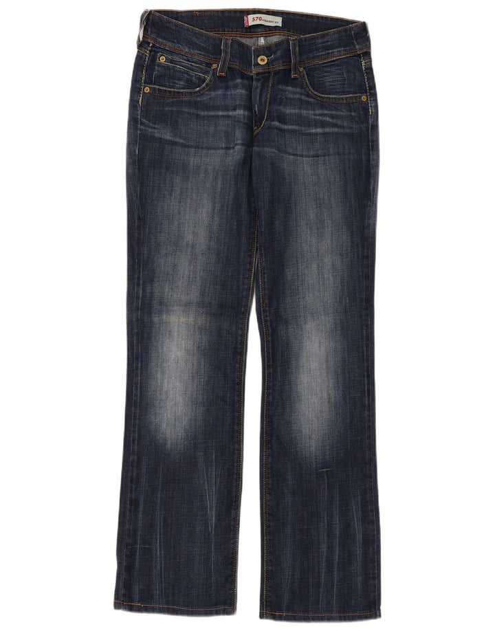 Levi's Womens 570 Straight Jeans W31 L31 Navy Blue Cotton