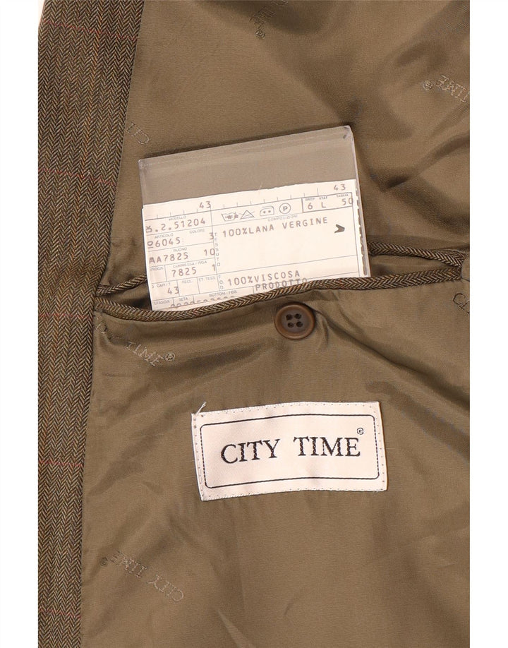 City Time Mens Double Breasted Blazer Jacket IT 50 Large Brown Wool