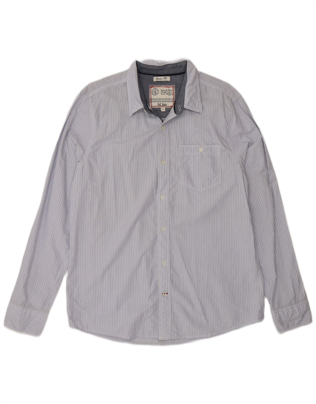 Fat Face Mens Classic Fit Shirt Large Blue Pinstripe Cotton