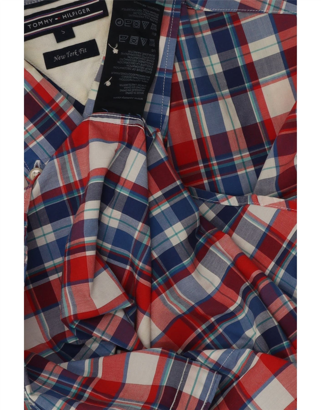 TOMMY HILFIGER Mens New York Fit Shirt Small Multicoloured Check Cotton