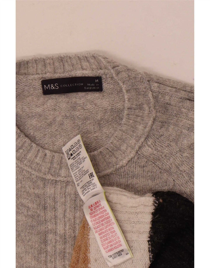 Marks & Spencer Mens Crew Neck Jumper Sweater Medium Grey Colourblock