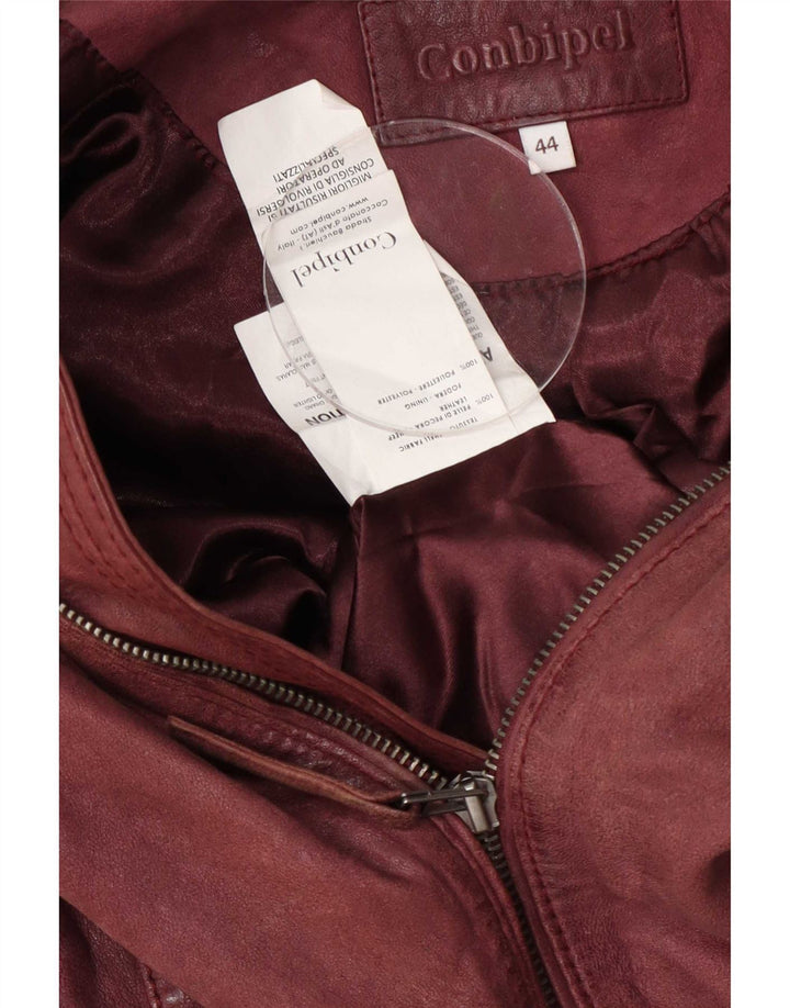 Conbipel Womens Leather Jacket IT 44 Medium Burgundy