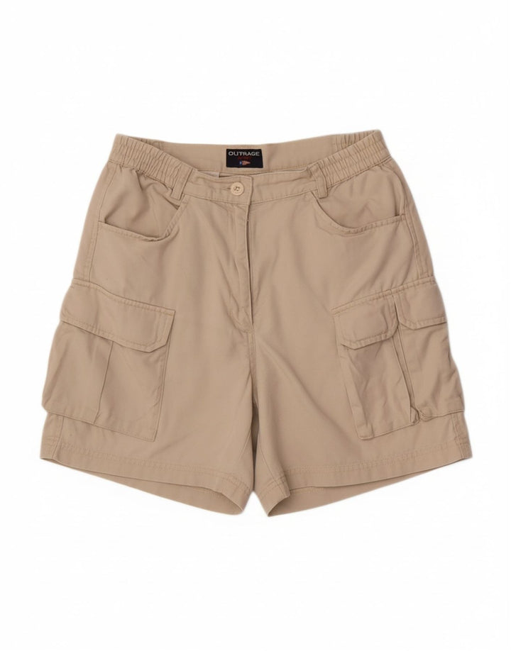 OUTRAGE Womens Cargo Shorts UK 8 Small W29 Beige Cotton