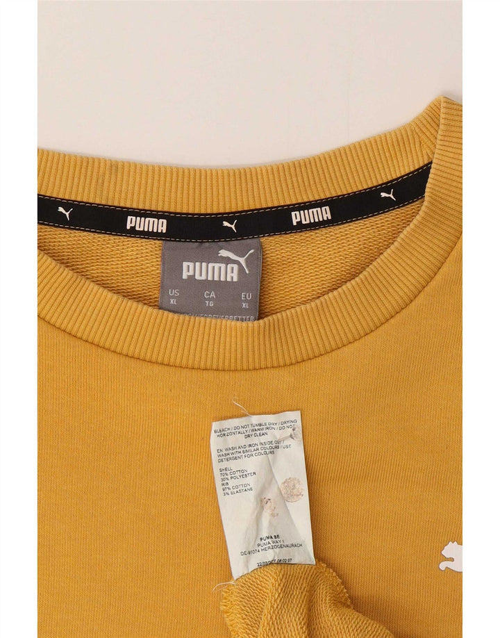 Puma Mens Regular Fit Sweatshirt Jumper XL Yellow Cotton