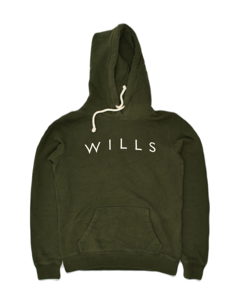 JACK WILLS Womens Graphic Hoodie Jumper UK 10 Small Khaki Cotton | Vintage Jack Wills | Thrift | Second-Hand Jack Wills | Used Clothing | Messina Hembry 