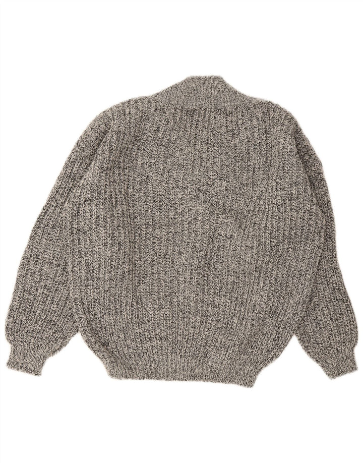 Vintage Mens V-Neck Jumper Sweater IT 50 Medium Grey Flecked