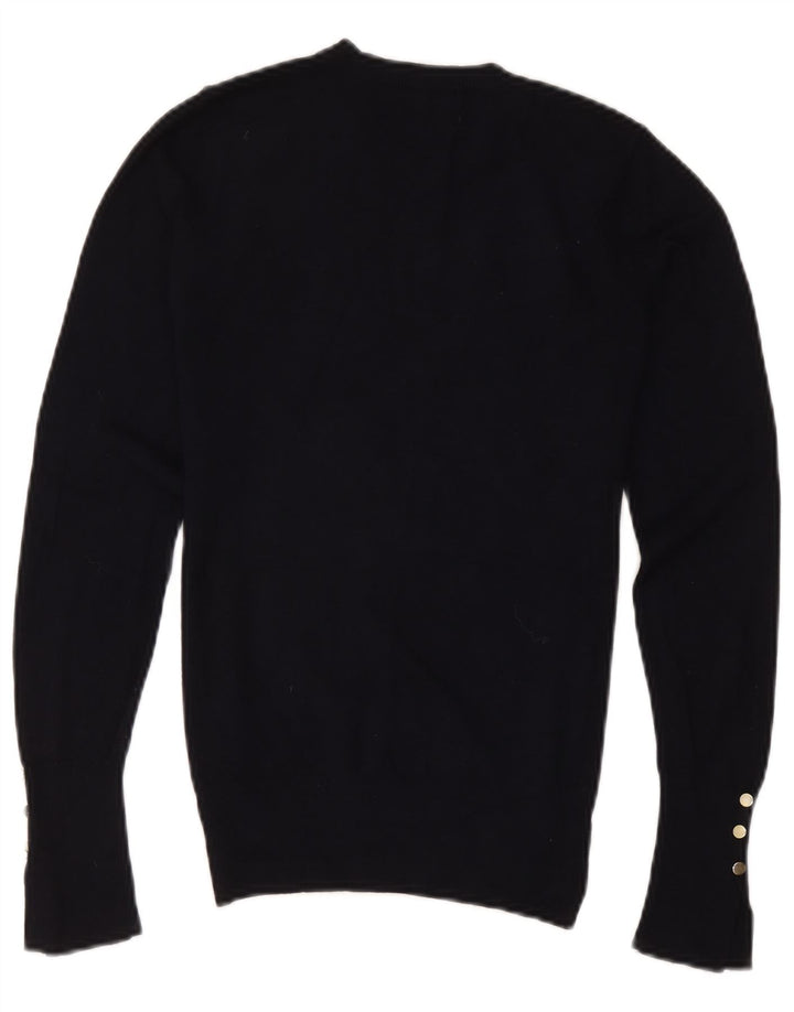 Zara Womens Crew Neck Jumper Sweater UK 12 Medium Black Viscose
