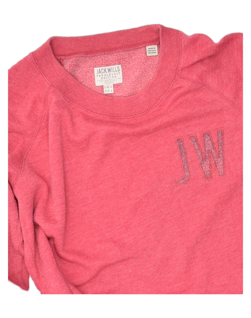 JACK WILLS Womens Loose Fit Sweatshirt Jumper UK 8 Small  Pink Cotton | Vintage Jack Wills | Thrift | Second-Hand Jack Wills | Used Clothing | Messina Hembry 