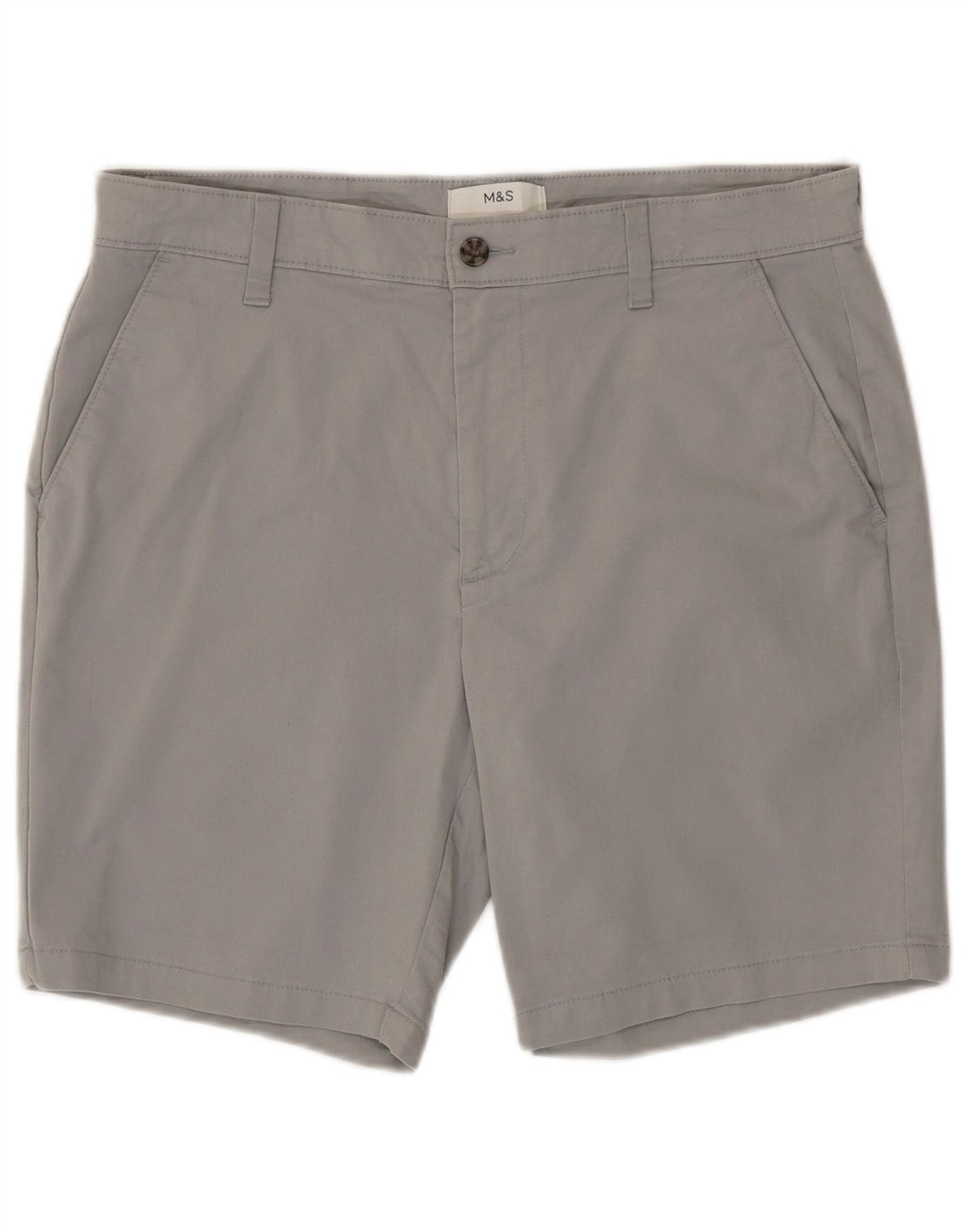 Marks & Spencer Mens Chino Shorts W34 Large Grey Cotton