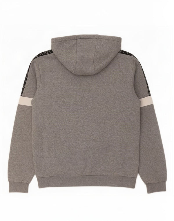 Fila Mens Hoodie Jumper Medium Grey Colourblock Cotton