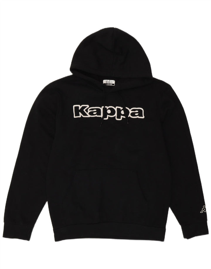 Kappa Mens Graphic Hoodie Jumper Large Black Cotton