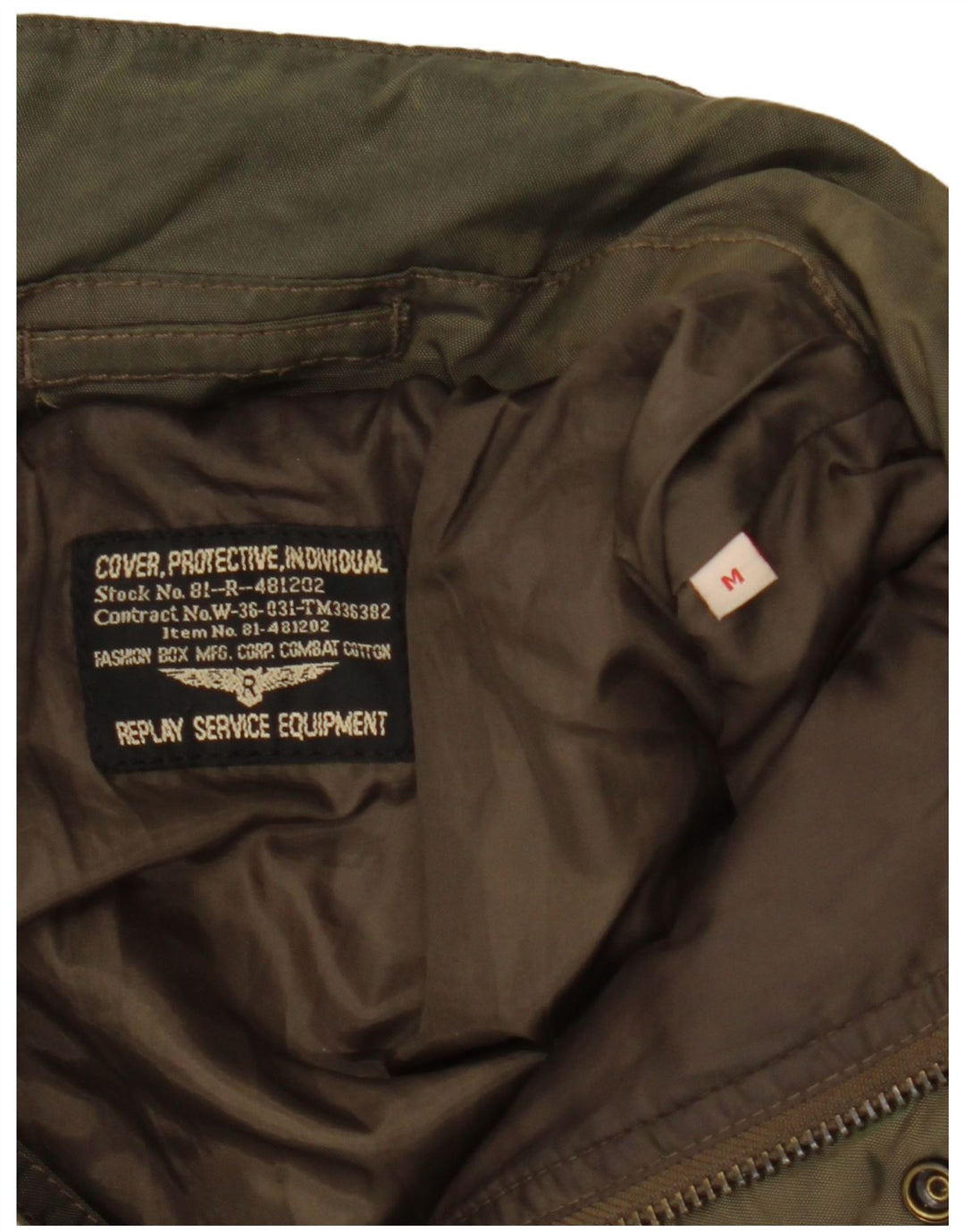 Replay Mens Padded Jacket UK 38 Medium Khaki Polyamide