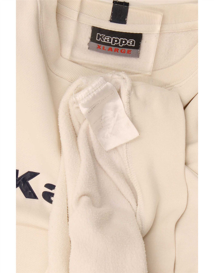 Kappa Mens Graphic Sweatshirt Jumper XL White Cotton