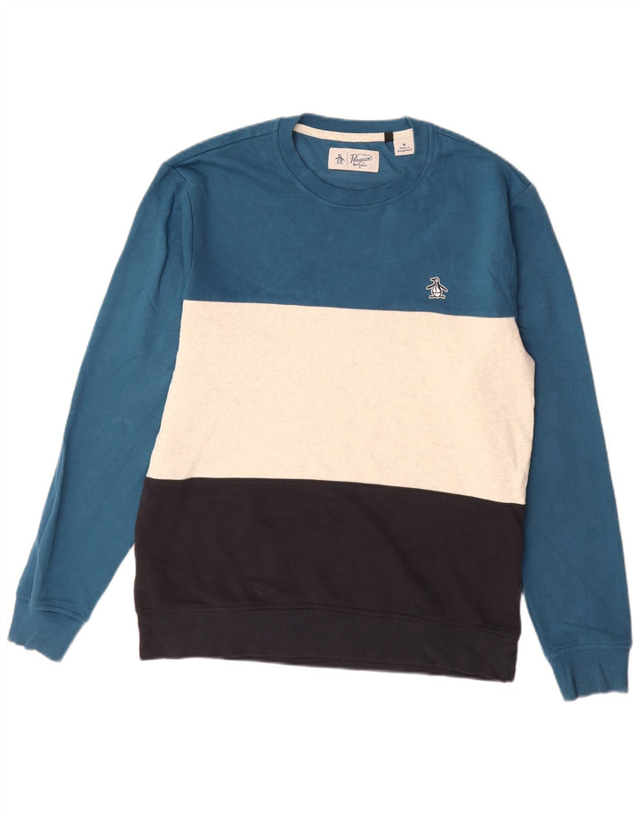 Penguin Mens Sweatshirt Jumper Medium Multicoloured Striped Cotton