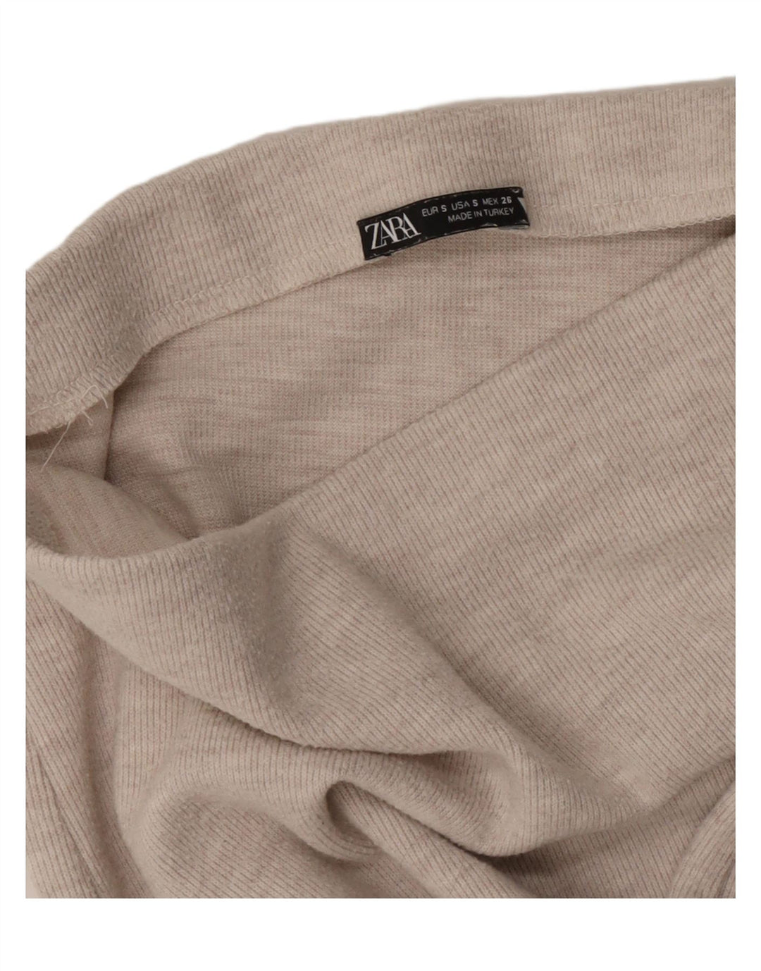 Zara Womens Knit Straight Skirt Small W26 Beige Flecked