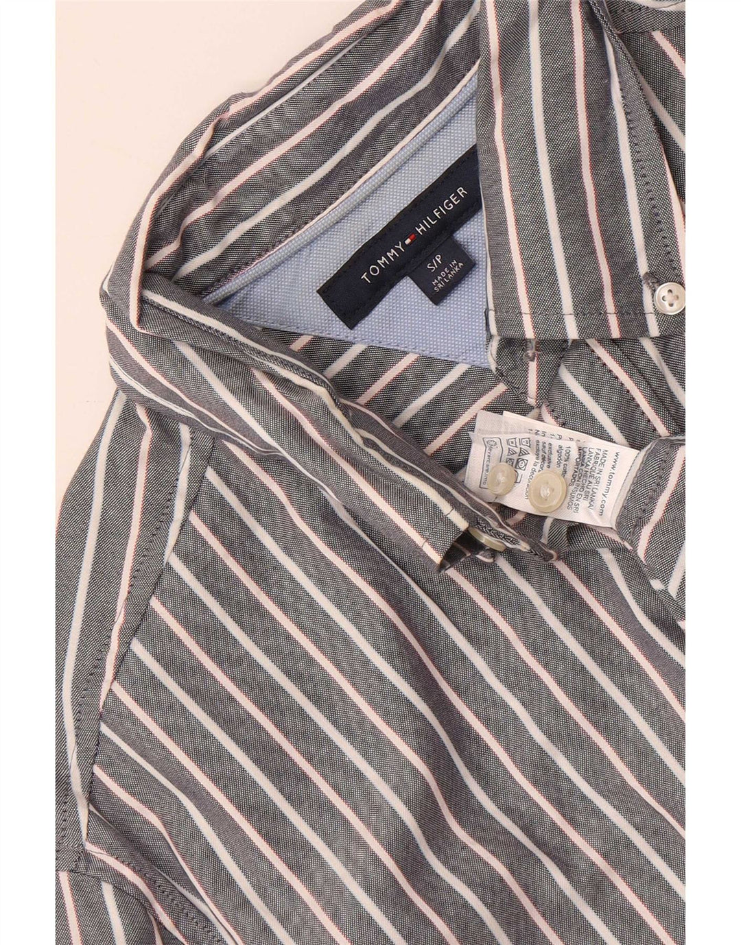 Tommy Hilfiger Mens Shirt Small Grey Pinstripe Cotton