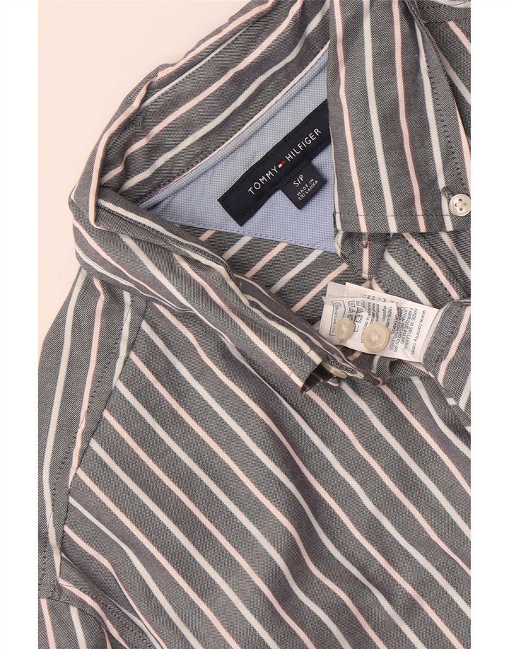 Tommy Hilfiger Mens Shirt Small Grey Pinstripe Cotton